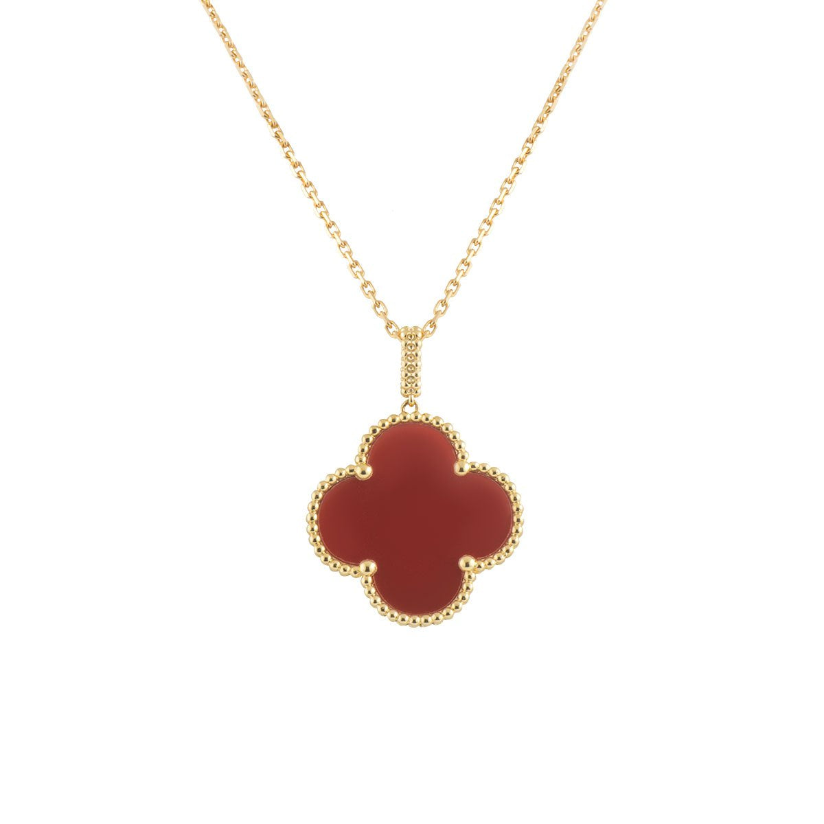 [Liorra]CLOVER 25MM NECKLACE GOLD CARNELIAN