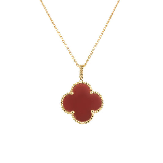[Liorra]CLOVER 25MM NECKLACE GOLD CARNELIAN