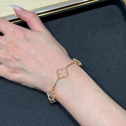 [Liorra]CLOVER 5 MOTIF ROCK CRYSTAL BRACELET