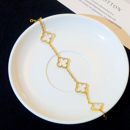 [Liorra]CLOVER 5 MOTIF ROCK CRYSTAL BRACELET