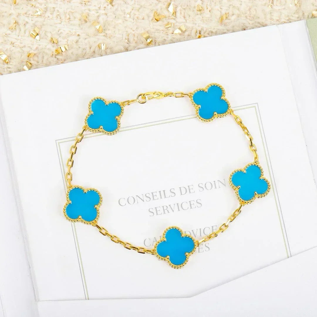 [Liorra] CLOVER 5 MOTIF TURQUOISE BRACELET COLLECTION