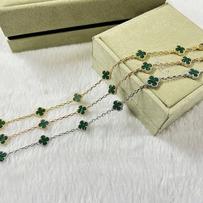 [Liorra]CLOVER 6 MOTIF MALACHITE BRACELET-w