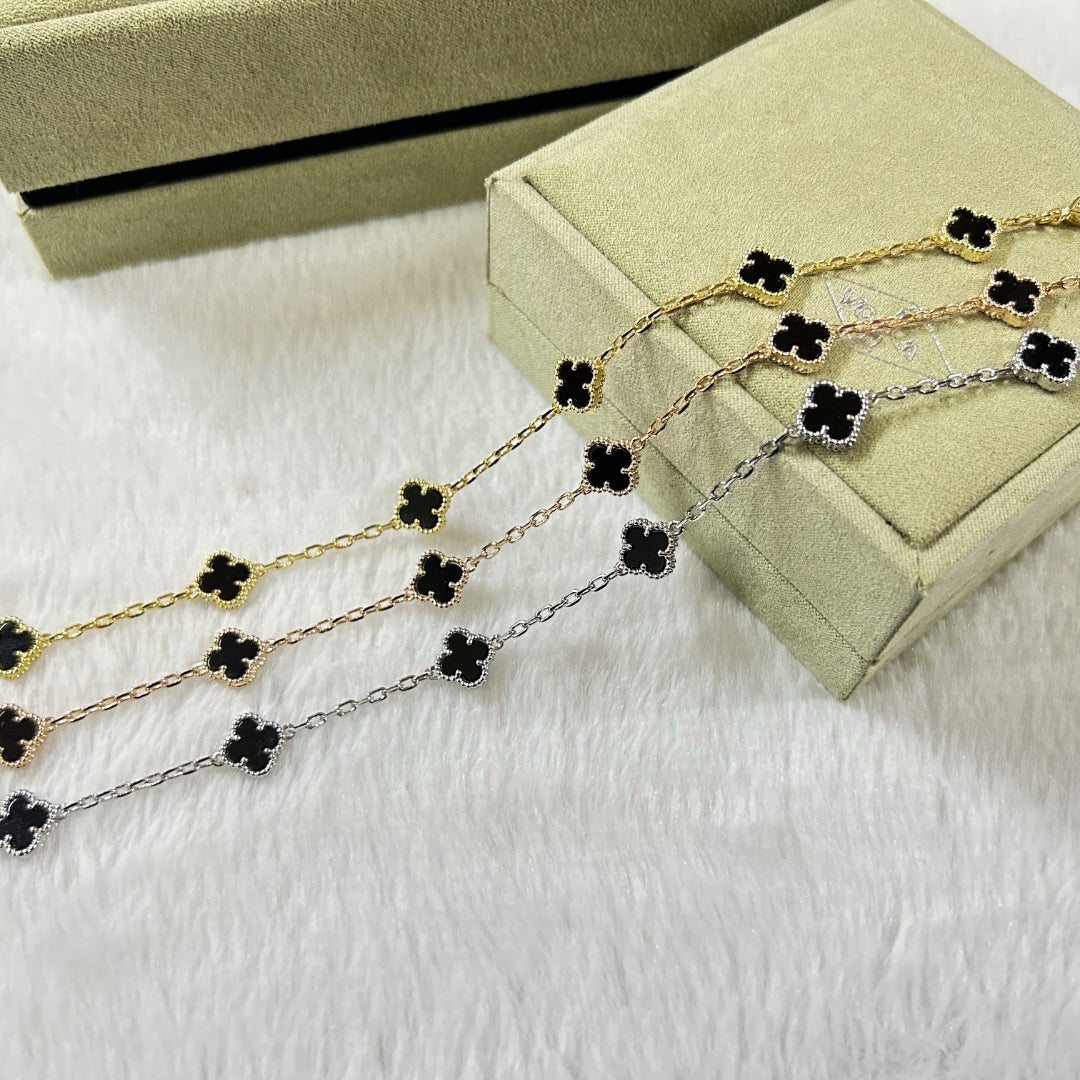 [Liorra]CLOVER 6 MOTIF  ONYXS BRACELET-w