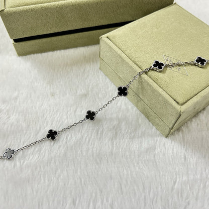 [Liorra]CLOVER 6 MOTIF  ONYXS BRACELET-w