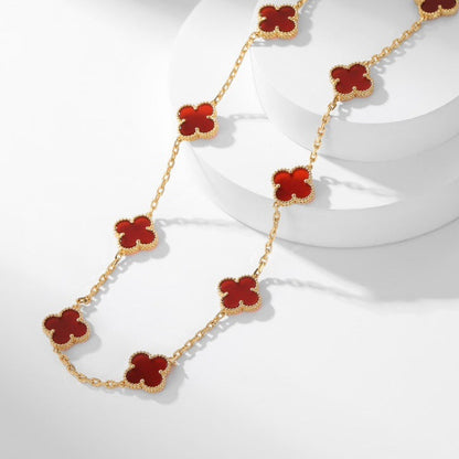[Liorra]CLOVER 10 MOTIFS CARNELIAN NECKLACE