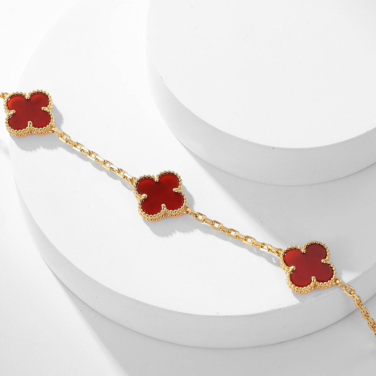 [Liorra]CLOVER 10 MOTIFS CARNELIAN NECKLACE