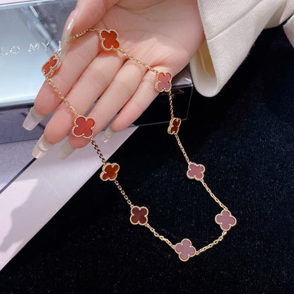 [Liorra]CLOVER 10 MOTIFS CARNELIAN NECKLACE