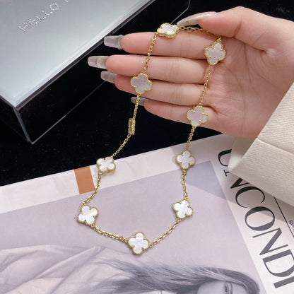 [Liorra]CLOVER 10 MOTIFS WHITE MOTHER OF PEARL NECKLACE