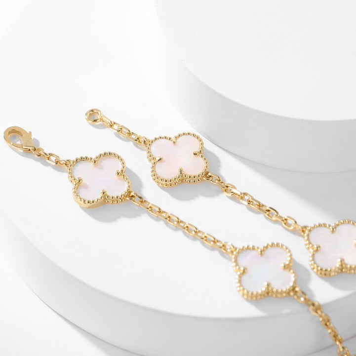 [Liorra]CLOVER 10 MOTIFS WHITE MOTHER OF PEARL NECKLACE