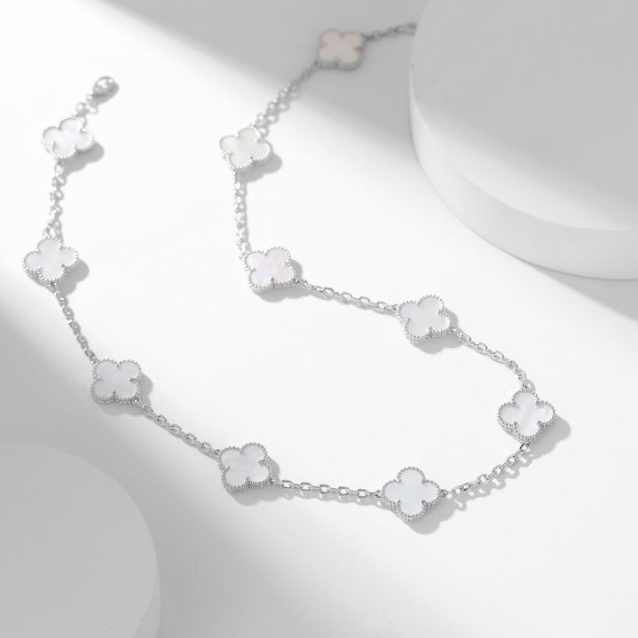 [Liorra]CLOVER 10 MOTIFS WHITE MOTHER OF PEARL NECKLACE