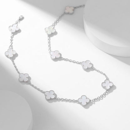 [Liorra]CLOVER 10 MOTIFS WHITE MOTHER OF PEARL NECKLACE