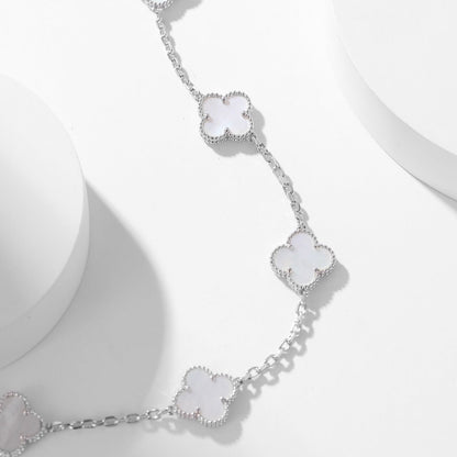 [Liorra]CLOVER 10 MOTIFS WHITE MOTHER OF PEARL NECKLACE