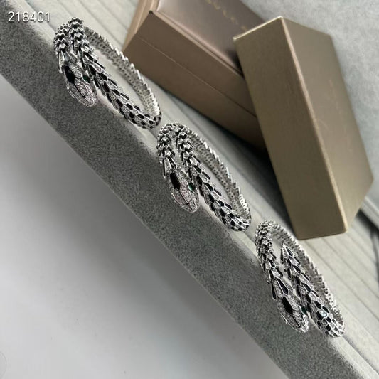 [Liorra]NEW OBSIDIAN & DIAMOND SERPENT BRACELET