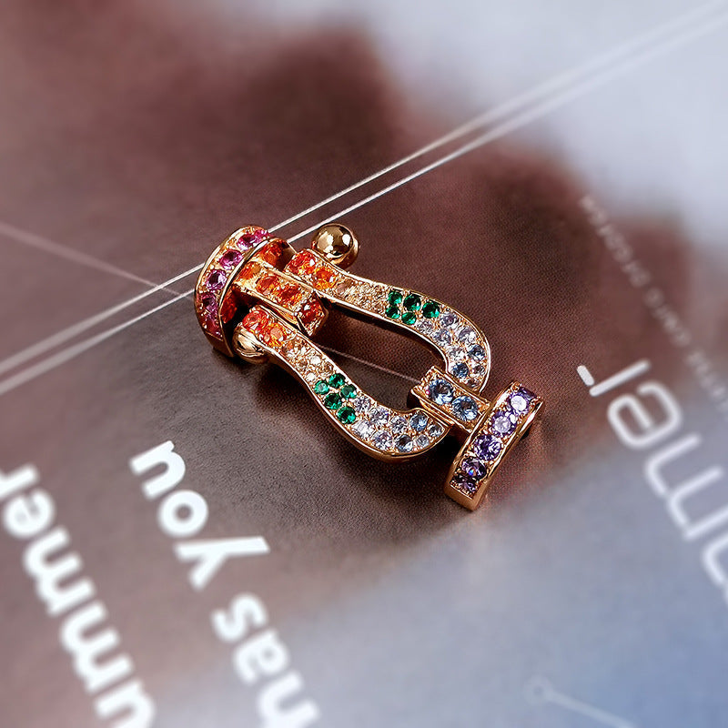 [Liorra]FORC LARGE HORSESHOE  COLORED DIAMOND BRACELET SILVER