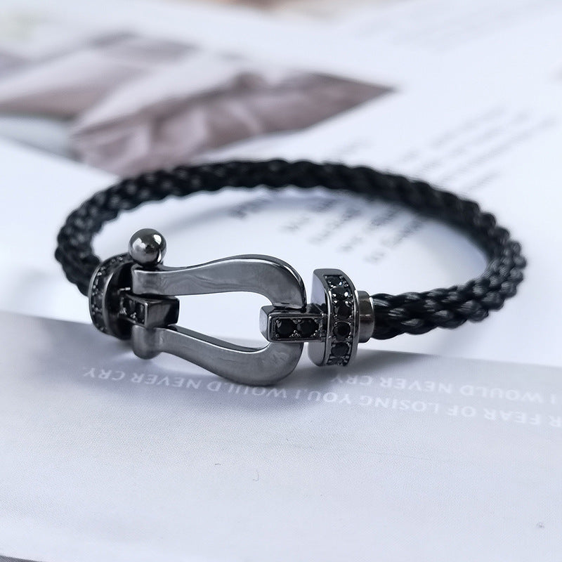 [Liorra]FORCE LARGE SERIES HORSESHOE BLACK SAMURAI BRACELET
