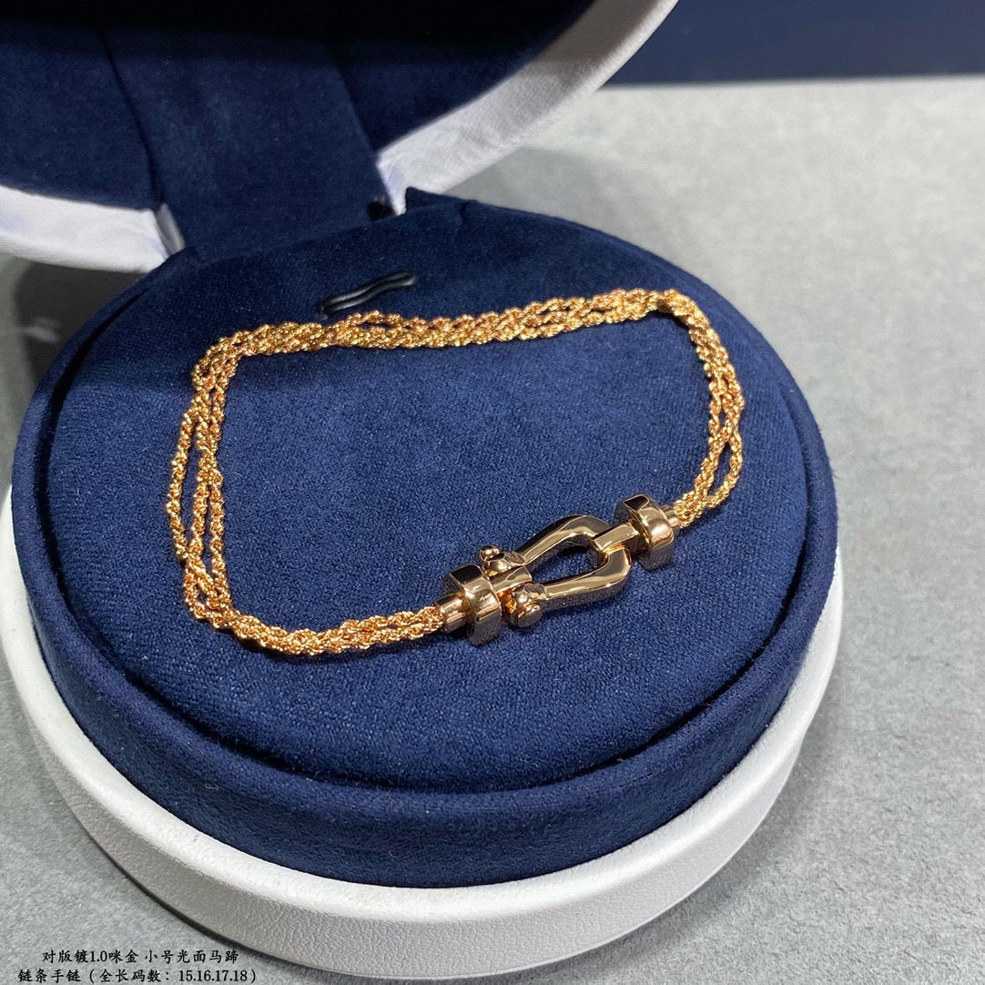 [Liorra]FORCE SMALL HORSESHOE  DIAMOND CHAIN ROPE BRACELET