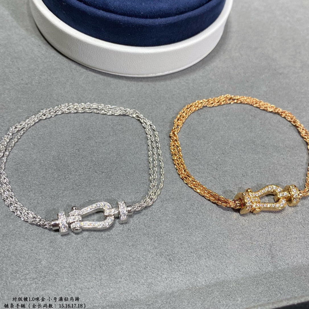 [Liorra]FORCE SMALL HORSESHOE  DIAMOND CHAIN ROPE BRACELET
