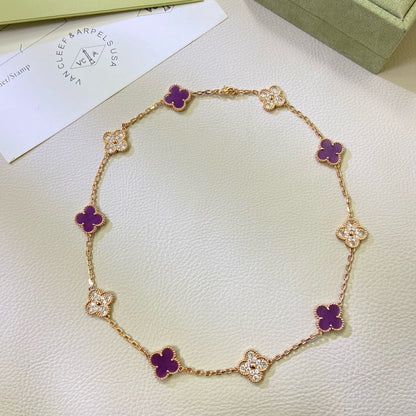 [Liorra Jewelry]CLOVER 10 MOTIFS  PURPLE VIOLET DIAMOND NECKLACE