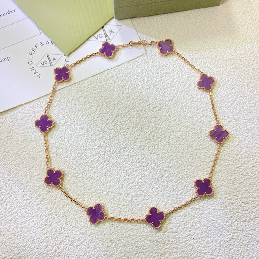 [Liorra Jewelry]CLOVER 10 MOTIFS  PURPLE VIOLET  NECKLACE