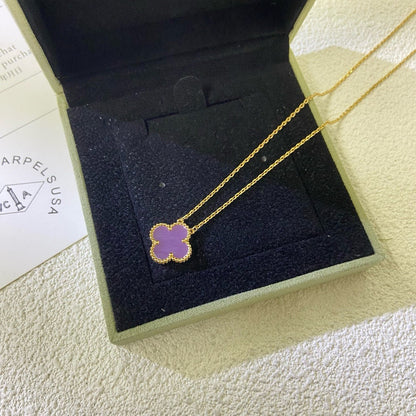 [Liorra Jewelry]CLOVER 15MM  PURPLE VIOLET NECKLACE