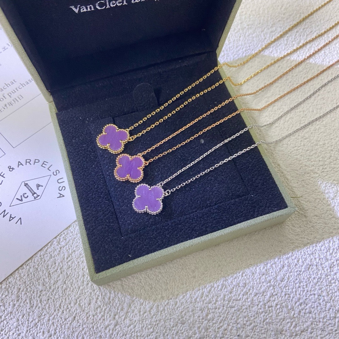 [Liorra Jewelry]CLOVER 15MM  PURPLE VIOLET NECKLACE