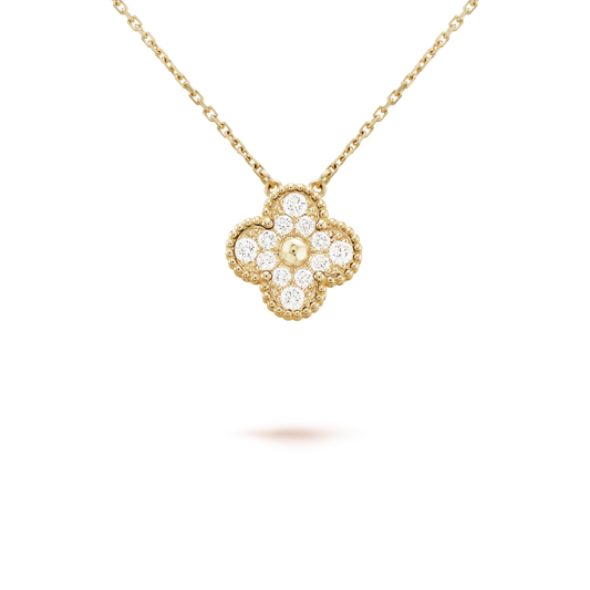 [Liorra]CLOVER 15MM DIAMOND SINGLE FLOWER NECKLACE