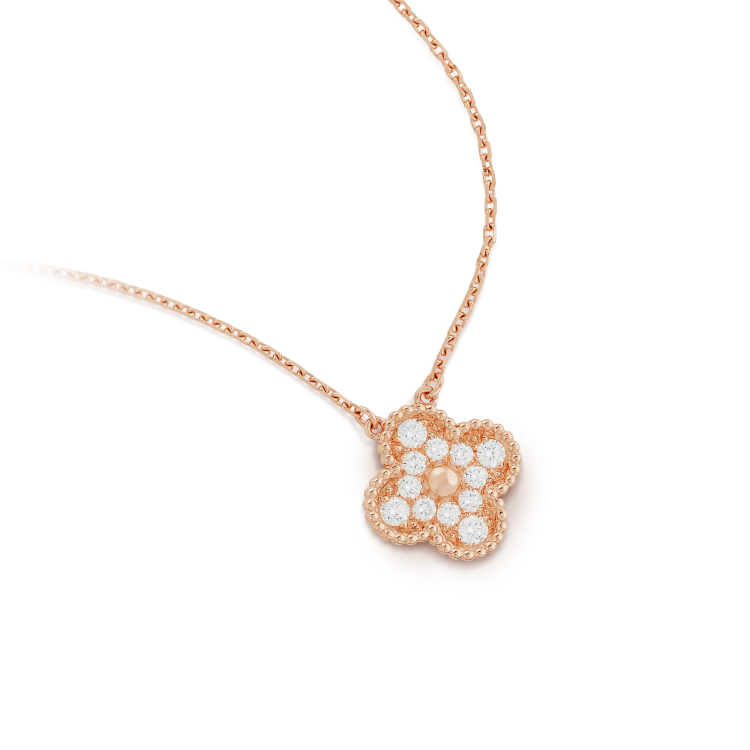 [Liorra]CLOVER 15MM DIAMOND SINGLE FLOWER NECKLACE
