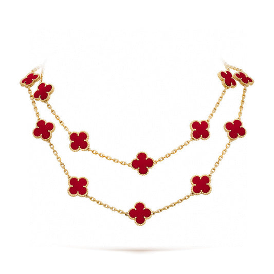 [Liorra]CLOVER 20 MOTIFS CARNELIAN NECKLACE