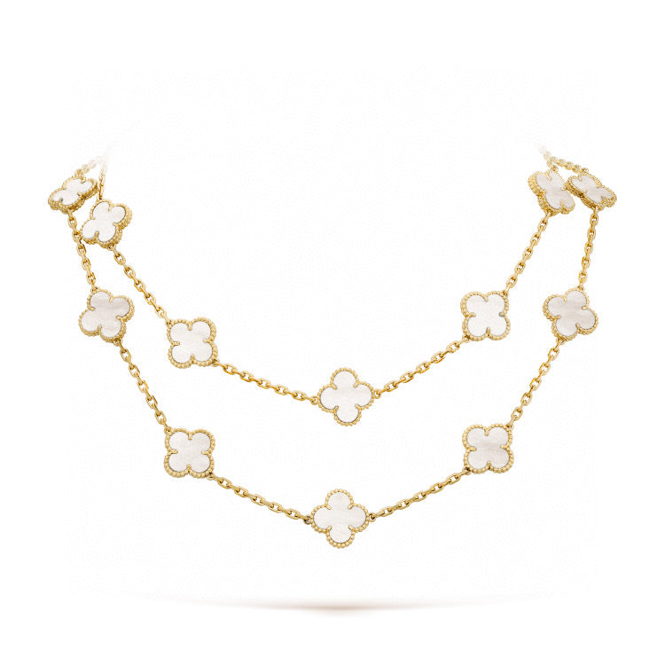 [Liorra]CLOVER 20 MOTIFS WHITE MOP NECKLACE