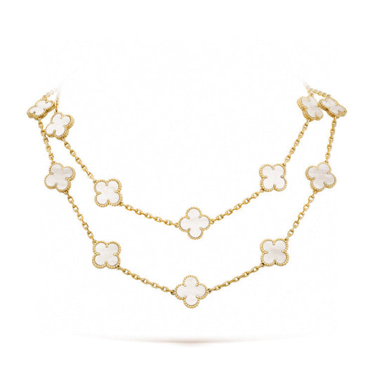 [Liorra]CLOVER 20 MOTIFS WHITE MOP NECKLACE