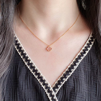 [Liorra]CLOVER 15MM PINK MOTHER-OF-PEARL SINGLE FLOWER NECKLACE