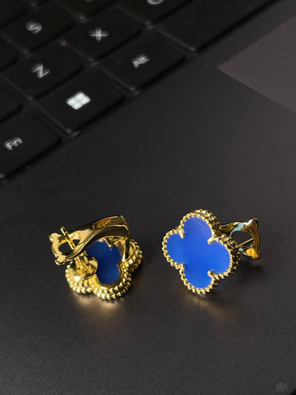 [Liorra] CLOVER LARGE (20mm) 1 MOTIFS BLUE MOP STUD EARRINGS