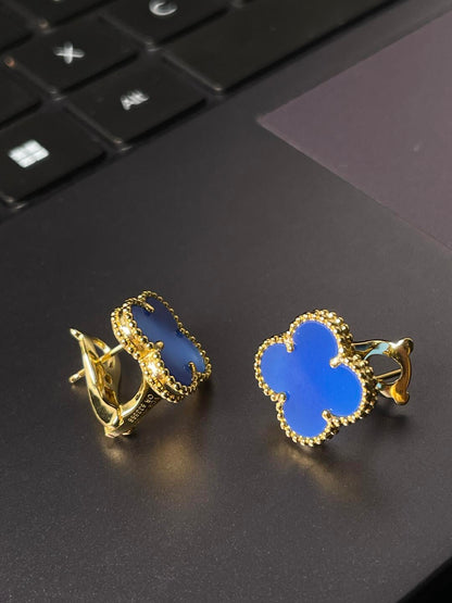 [Liorra] CLOVER LARGE (20mm) 1 MOTIFS BLUE MOP STUD EARRINGS