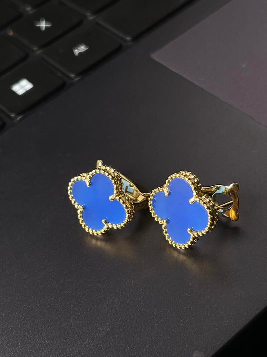 [Liorra] CLOVER LARGE (20mm) 1 MOTIFS BLUE MOP STUD EARRINGS