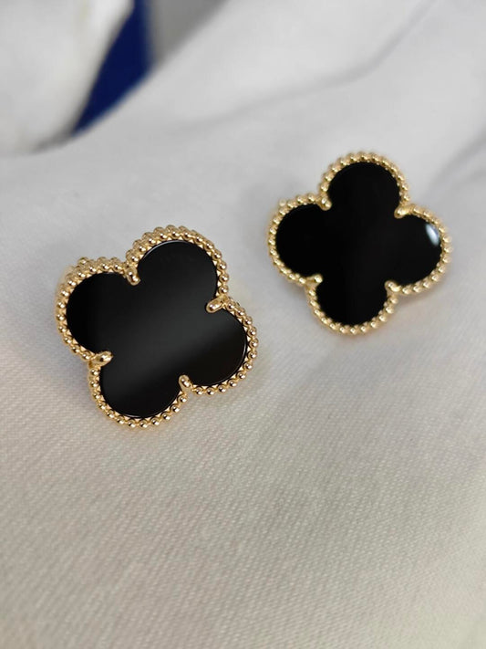 [Liorra]CLOVER 20MM BLACK MOP EARRINGS