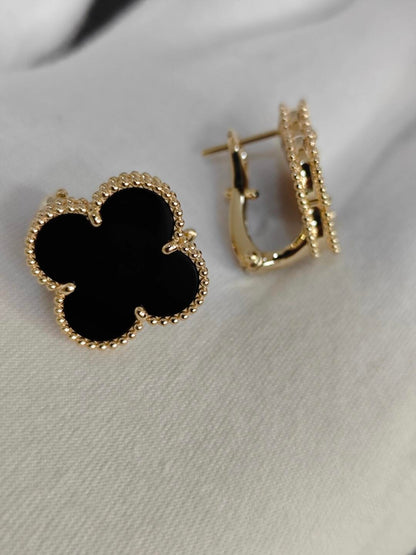[Liorra]CLOVER 20MM BLACK MOP EARRINGS