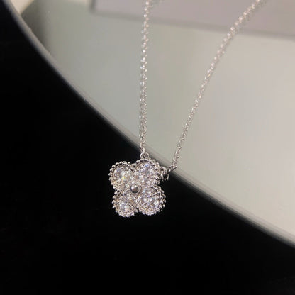 [Liorra]CLOVER 15MM DIAMOND SINGLE FLOWER NECKLACE