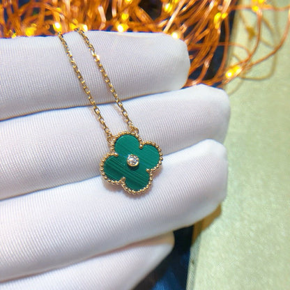[Liorra]CLOVER 15MM DIAMOND TURQUOISE NECKLACE