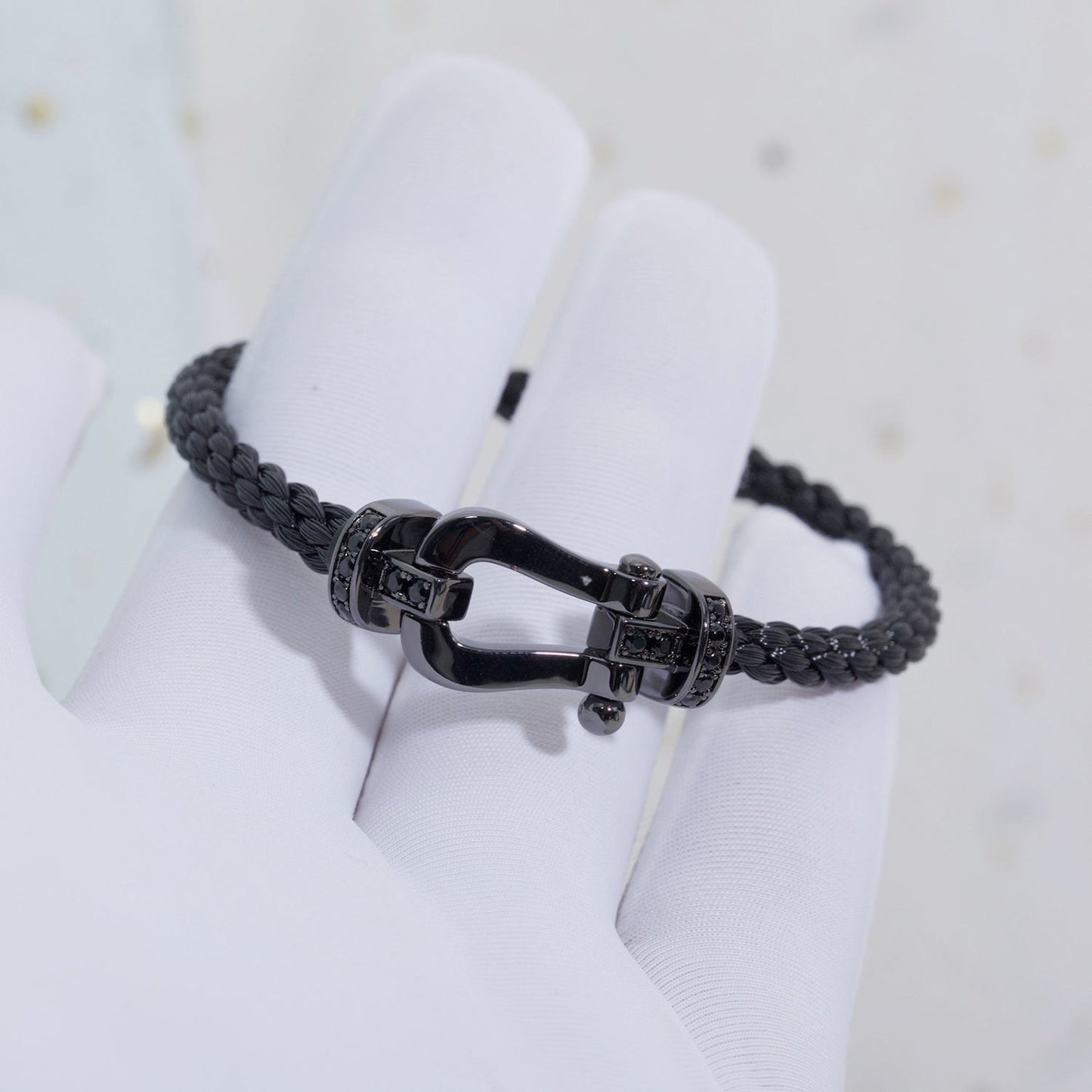 [Liorra]FORCE LARGE SERIES HORSESHOE BLACK SAMURAI BRACELET