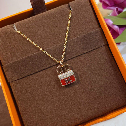 [Liorra]CONSTANCE RED PEDANT PINK GOLD NECKLACE