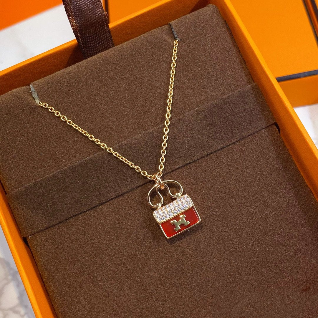 [Liorra]CONSTANCE RED PEDANT PINK GOLD NECKLACE