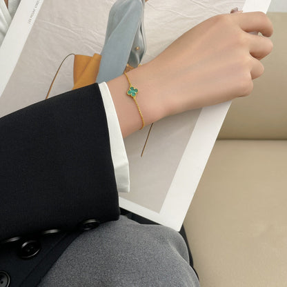 [Liorra]CLOVER BRACELET MALACHITE 1 MOTIF