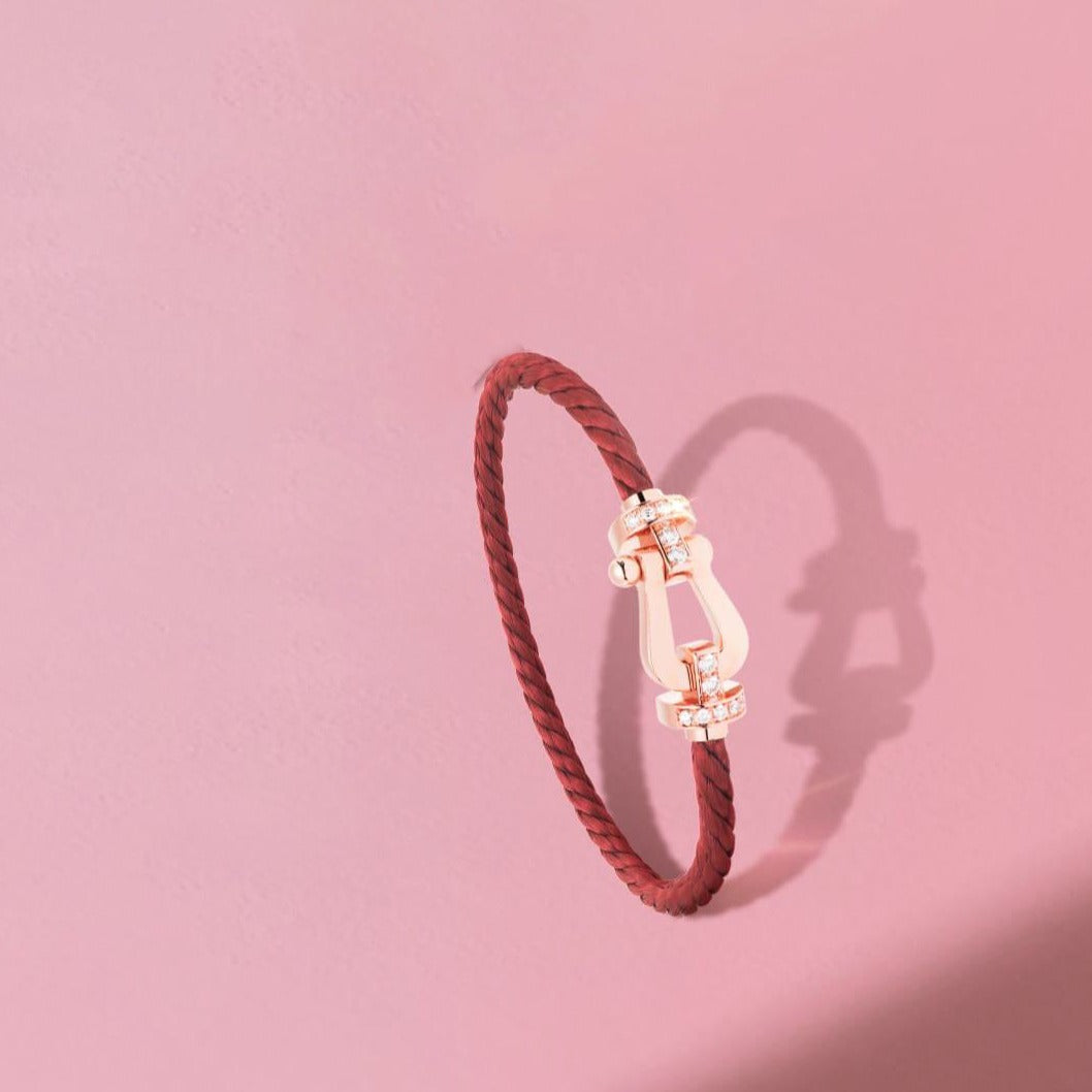 [Liorra]FORCE 10 HALF DIAMOND PINK GOLD RED CORDERI LARGE AND MEDIUM MODEL