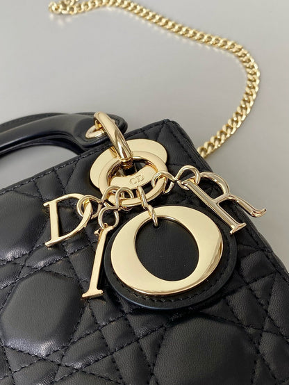 MINI MY LADY 17 BLACK CALFSKIN GOLD HARDWARE