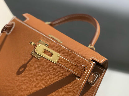 HM KELLY MINI 20 GOLDEN BROWN EPSOM GOLD HARDWARE