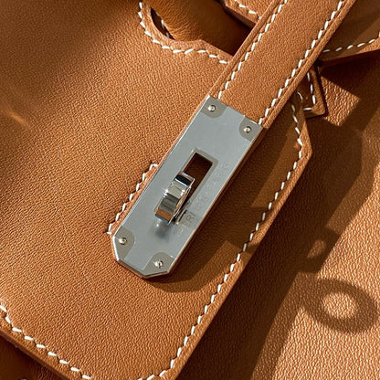 HM SHOULDER BIRKIN 29CM BROWN CALFSKIN SILVER HARDWARE