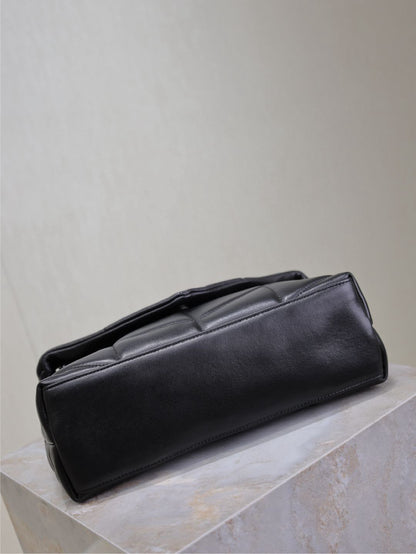 LOULOU PUFFER MEDIUM 29 IN ALL BLACK SHEEPSKIN BLACK HARDWARE