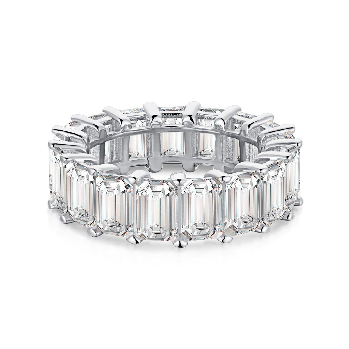 [Tonmkive Jewelry]0.75 Carat Elegant Emerald Cut Tennis Ring