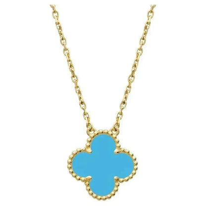 [Liorra]CLOVER 15MM VINTAGE TURQUOISE NECKLACE