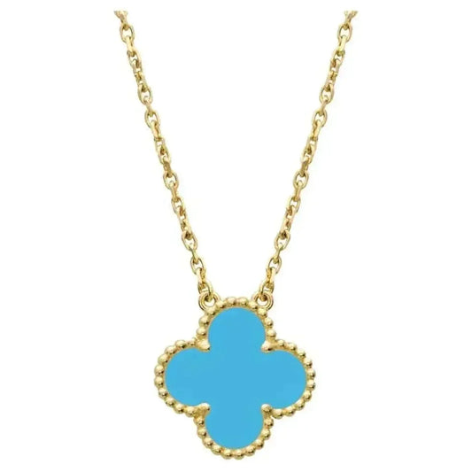 [Liorra]CLOVER 15MM VINTAGE TURQUOISE NECKLACE